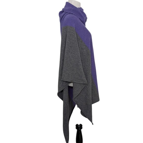 McCulleys 100% Cashmere Cape Womens One Size Purple Gray Knit Asymmetrical - Picture 3 of 10